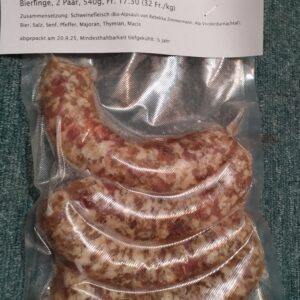 Bierling, grobe Schweinsbratwurst mit Bier, 1 oder 2 Paar (Preis nach Gewicht)
